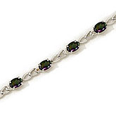 14K White Gold Oval Mystic Topaz and Diamond Bracelet