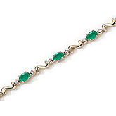 14K Yellow Gold Oval Emerald and Diamond Bracelet