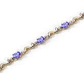 14K White Gold Oval Tanzanite and Diamond Bracelet