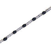 14K Yellow Gold Oval Sapphire and Diamond Bracelet