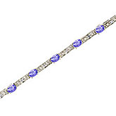 14K White Gold Oval Tanzanite and Diamond Bracelet