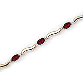 14K Yellow Gold Oval Garnet and Diamond Bracelet