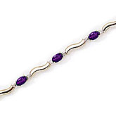 14K Yellow Gold Oval Amethyst and Diamond Bracelet