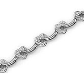 14K White Gold Diamond Heart Bracelet