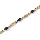 14K Yellow Gold Oval Sapphire and Diamond Bracelet
