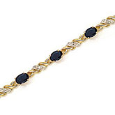 14K Yellow Gold Oval Sapphire and Diamond Bracelet