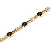 14K Yellow Gold Oval Mystic Topaz and Diamond Bracelet