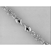 10K White Gold Diamond Heart Bracelet