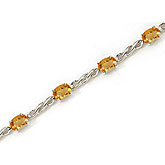 14K White Gold Oval Citrine Bracelet