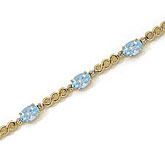 14K Yellow Gold Oval Aquamarine and Diamond Bracelet