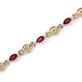 14K Yellow Gold Oval Ruby and Diamond Bracelet
