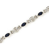 14K White Gold Oval Sapphire and Diamond Bracelet