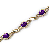 14K Yellow Gold Oval Amethyst Bracelet