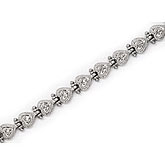 14K White Gold Diamond Heart Bracelet