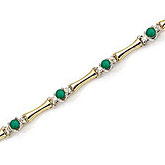 14K Yellow Gold Round Emerald and Diamond Bracelet