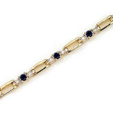14K Yellow Gold Round Sapphire and Diamond Bracelet
