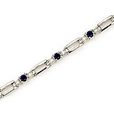 14K White Gold Round Sapphire and Diamond Bracelet