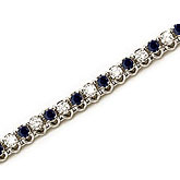 14K White Gold Round Sapphire and Diamond Bracelet