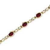 14K Yellow Gold Oval Garnet Bracelet