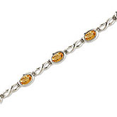 14K White Gold Oval Citrine Bracelet