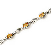 14K White Gold Oval Citrine Bracelet
