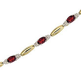 14K Yellow Gold Oval Garnet and Diamond Bracelet