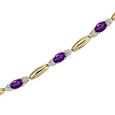 14K Yellow Gold Oval Amethyst and Diamond Bracelet