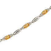 14K White Gold Oval Citrine and Diamond Bracelet