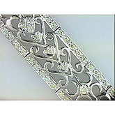 14K White Gold Diamond Heart Bracelet
