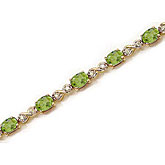 14K Yellow Gold Oval Peridot and Diamond Bracelet