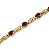 14K Yellow Gold Oval Garnet Bracelet