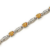 14K White Gold Oval Citrine Bracelet