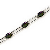 14K White Gold Oval Mystic Topaz Bracelet