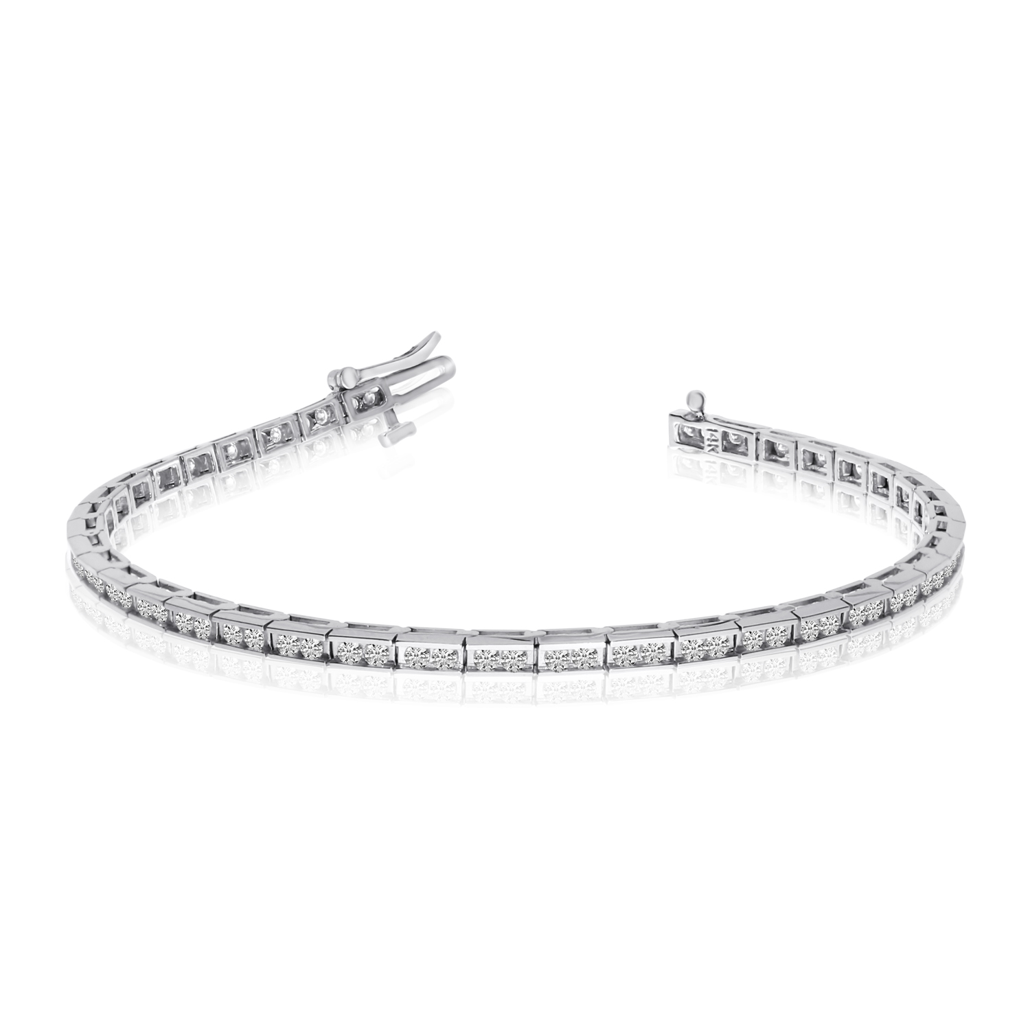 14K White Gold Diamond Channel Bracelet
