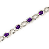 14K White Gold Oval Amethyst Bracelet