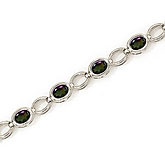 14K White Gold Oval Mystic Topaz Bracelet