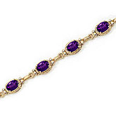14K Yellow Gold Oval Amethyst Bracelet