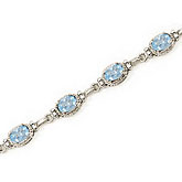 14K White Gold Oval Aquamarine Bracelet