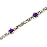 14K White Gold Oval Amethyst Bracelet
