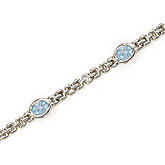 14K White Gold Oval Aquamarine Bracelet