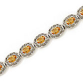 14K White Gold Oval Citrine Bracelet