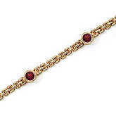 14K Yellow Gold Round Garnet Bracelet