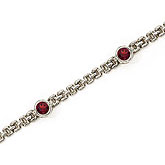 14K White Gold Round Garnet Bracelet