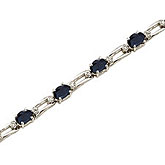 14K White Gold Oval Sapphire and Diamond Bracelet