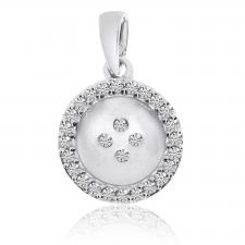 14k White Gold Satin Button Pendant