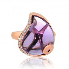 14k Rose Gold Pear Amethyst Ring