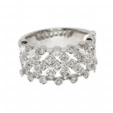 14k White Gold Diamond Open Clover Fashion Band