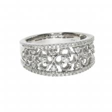 14k White Gold Diamond Open Clover Fashion Band