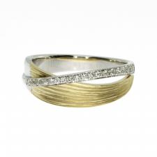 14k Gold Two-Toned Brushed Diamond Ring